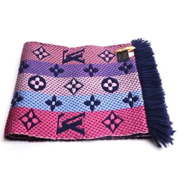 LOUIS VUITTON Echarpe Logomania Muffler Navy Multi M70899 GM0138 - Picture 7 of 12